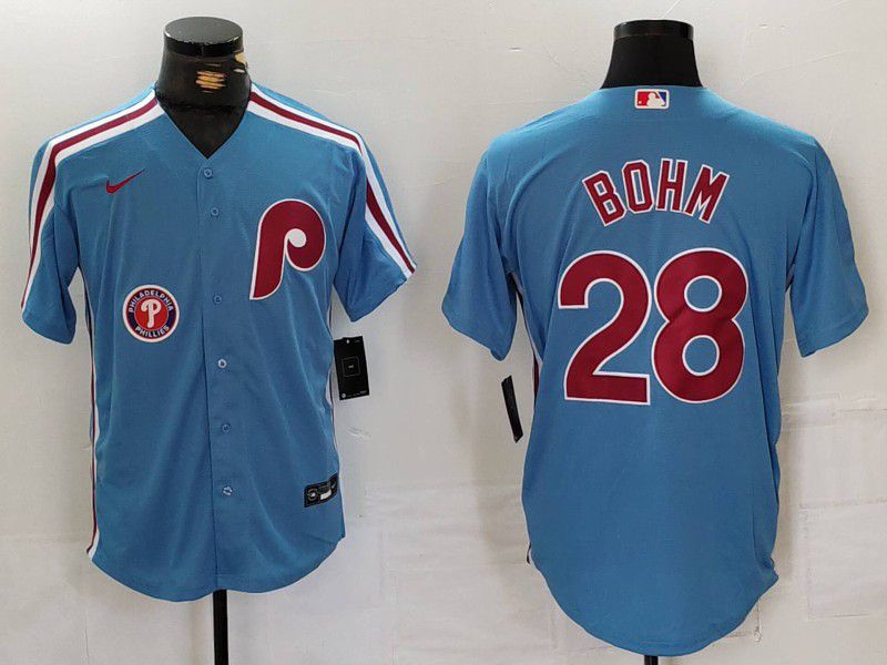 Men Philadelphia Phillies #28 Bohm Blue Throwback 2024 Nike MLB Jersey style 2->philadelphia phillies->MLB Jersey